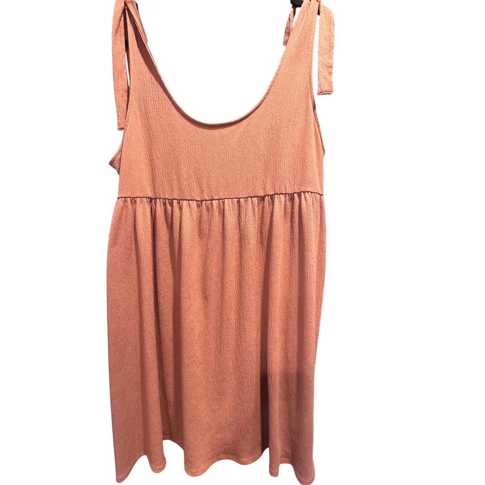 Wild Fable Terracotta Rust Tie Shoulder Babydoll Mini Dress XXL Boho Crepe Women